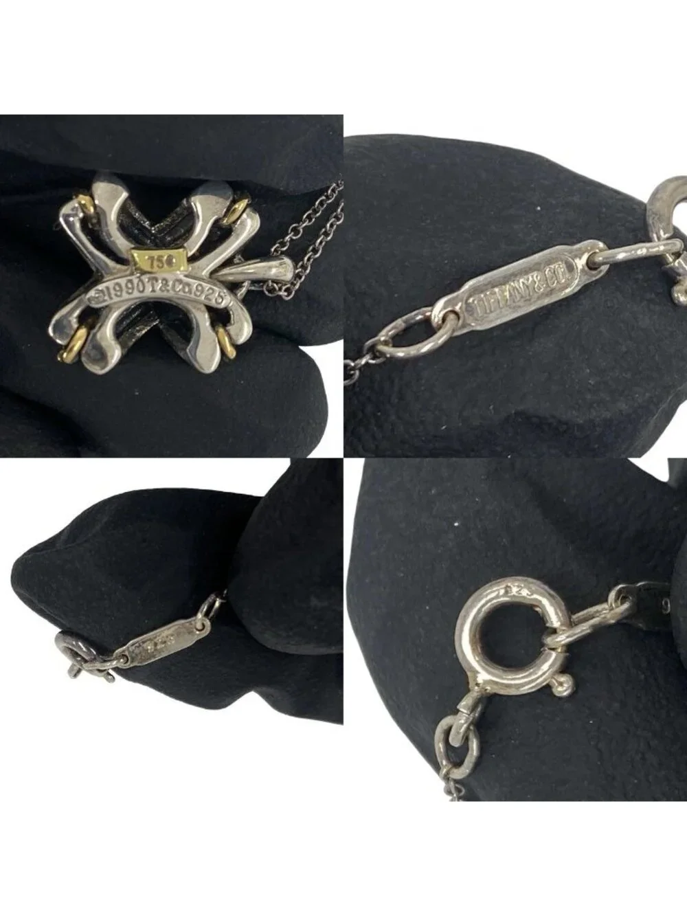 Tiffany & Co Signature Necklace Silver Yellow Gold Pendant